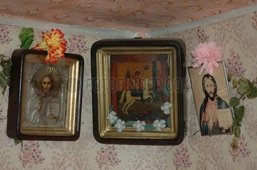 Russian icons in a house in Russia