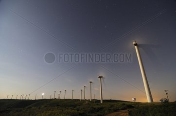 Windmill under the moonlight Site de Grande Garrigue France