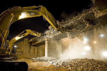 Demolition of a bridge in Marseille France