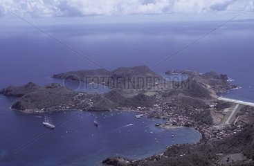 Air shot of the Saintes islands Guadeloupe