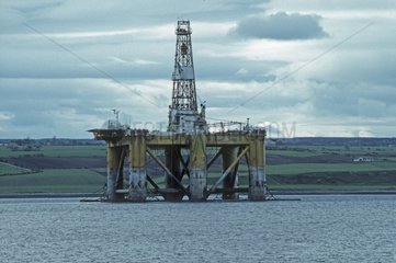 Oil rig under construction Nigg Bay Scotland