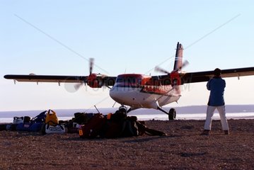 Plane picking back an expedition on the Bathurst Island