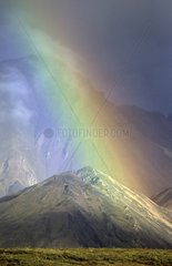 Rainbow and rain on the Alaska range Denali NP