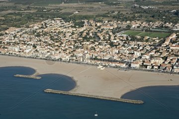 Angle beach of Valras-plage in the Mediterranean