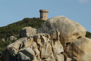 Genoese Tower overlooking the Mediterranean Sea Corsica Porticcio