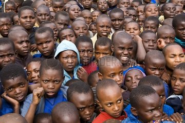 Children gathered in the schoolyard Rwanda
