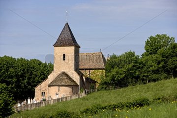 Church and cemetery in a village Bourgogne France