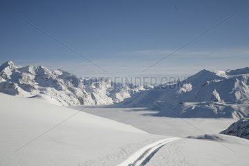 Trace Ski hors piste Val d'Isère Alpes France