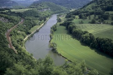 Doubs running out in its valley Doubs France