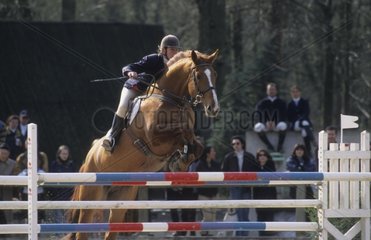 Cavalier doing jumping during a contest