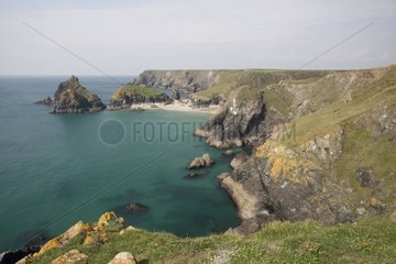 Kynance Cove sah von Cliffs die Echsenkorn Cornwall UK an