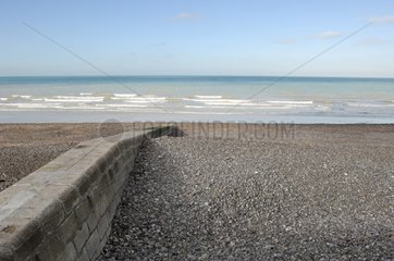 Stone dike and the Manche Dieppe France