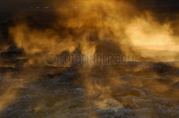 Fumaroles on lava field Leirhnjukur Iceland