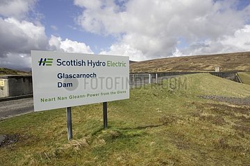 Information board of hydro electric Glascarnoch Dam Scotland