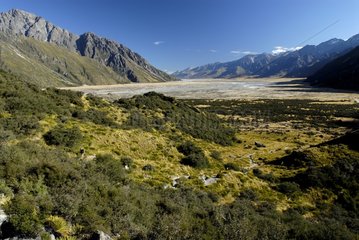 Tasman valley in the Mount Cook National Park New Zealand