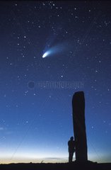 Comète de Hale-Bopp depuis un menhir au Mont-Lozère