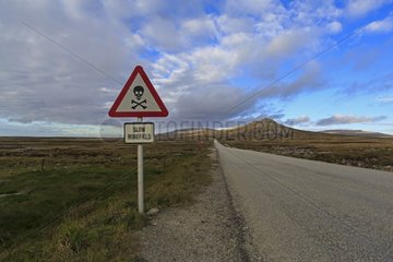Panel warning for landmines - Port Stanley Falkland islands