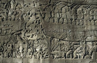 Tempel von Angkor Baphuon Thom Bas Relief Fauna aus Kambodscha
