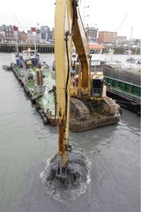 Dredging in the harbor of Dieppe Normandy France