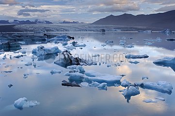Ice blocks floating on Joekulsárlón lake Iceland