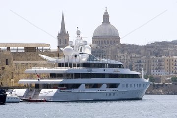 Yacht in the harbour of Valletta Malta