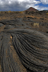 Volcanoes and lava flows in Los Lajiales  El Pinar  Island of El Hierro  Canary Islands.