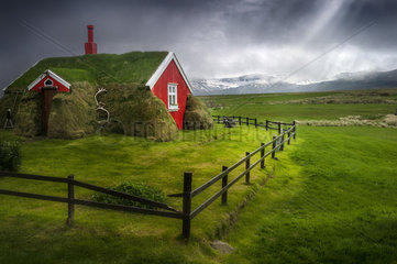 House with broken fence  Borgarfjordur  Iceland