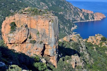 Cliffs of Piana (the castle) and Gulf of Porto  Corsica  France