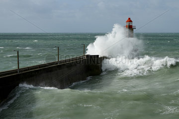 Rough sea in Fecamp  Normandy  France