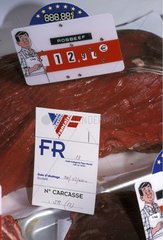 Etikett markieren den Ursprung von Frankreich Fleisch