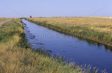 Irrigation canal in the grasslands Saskatchewan Canada