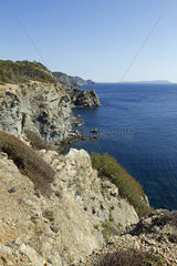 Cliffs in Porquerolles Island with  at the bottom  the island of Port-Cros  Hyères  Var  France