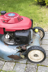 Lawn mower crankcase eaten away by rust