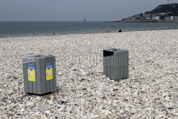 Beach bins from Le Havre  Normandy  France