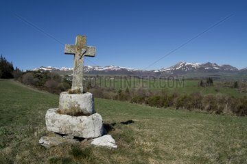 Stone cross in the Sancy - Auvergne Volcanoes France