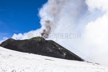 Snowy slopes of Etna volcano in Sicilia - Italy
