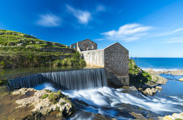 Molino El Bolao  El Molino Waterfall  Cóbreces  Alfoz de Loredo municipality  Cantabria  Spain  Europe