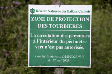 Panel of Peatlands Protection Zone  Reserve Naturelle des Ballons Comtois  Ballon de Servance  Haute Saone France