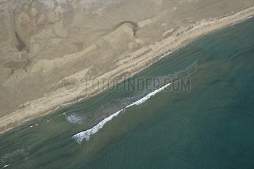 Aerial view of the beach of Port la Nouvelle in Aude