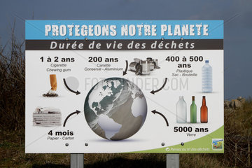 Information board on a beach in Cleder  Brittany  France