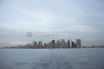 View of the southern tip of Manhattan at sunset