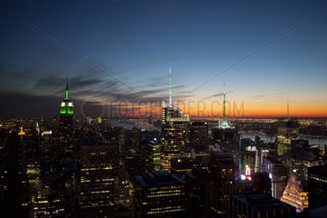 View of New York at night from the Chrysler Building