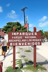 The entrance sign of the Archipelago of Los Roques NP