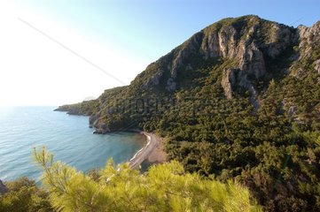 Cirali Beach Blick auf den griechischen Ort der Olympos türkiye