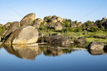 Granitic formations  natural monument of Los Barruecos  Extremadura  Spain