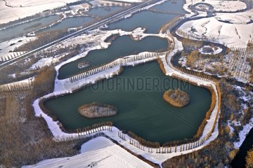 Ponds in the snow in winter - Picardy France