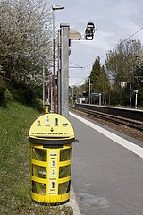 Recycling bins on the platforms of a station France