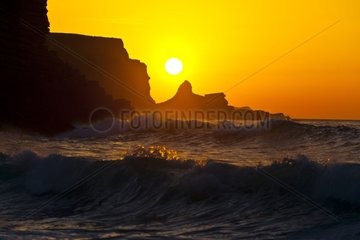 Twilight on the Arnillas beach Bay of Biscay Spain
