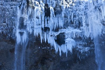 Seljalandsfoss falls in winter Iceland