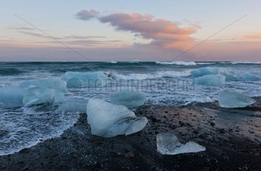 Of ice stranded on a beach Joekulsárlón Iceland